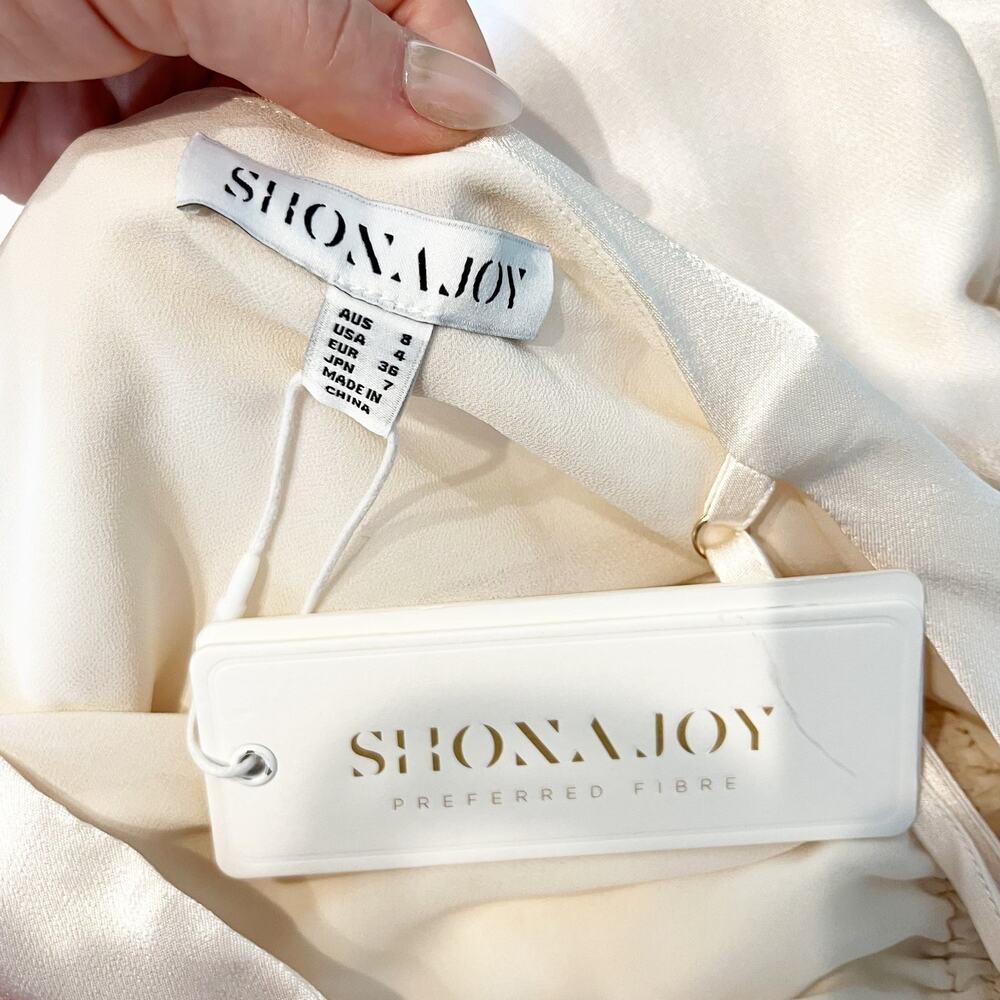 Shona Joy La Lune Ruched Side Slit Maxi Formal Slip l Dress Gown Cream 4 - Picture 4 of 12